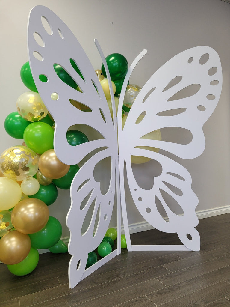 Large Butterfly Backdrop , Outdoor Backdrop For Birthdays ,  Large Backdrop for events , Birthday Party Decorations , Bridal Shower Decorations , Birthday Idea Decorations , Outdoor Event Planning Ideas , White Backdrop , Butterfly Backdrop Image 4